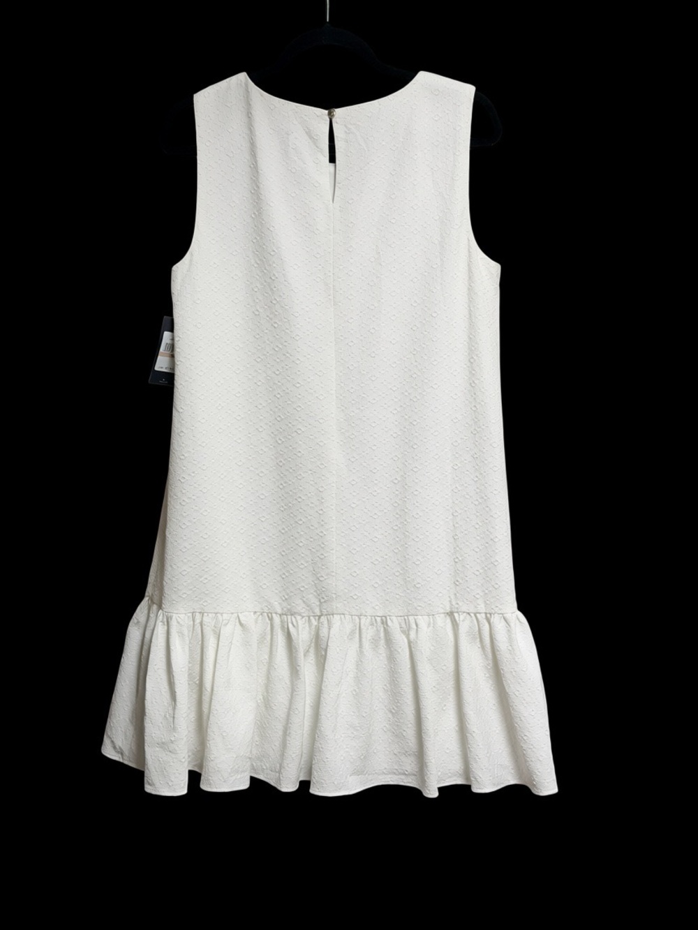 Tommy Hilfiger White Textured Ruffle Hem Shift Dress NWT Size 12 Classic Chic - Picture 3 of 9